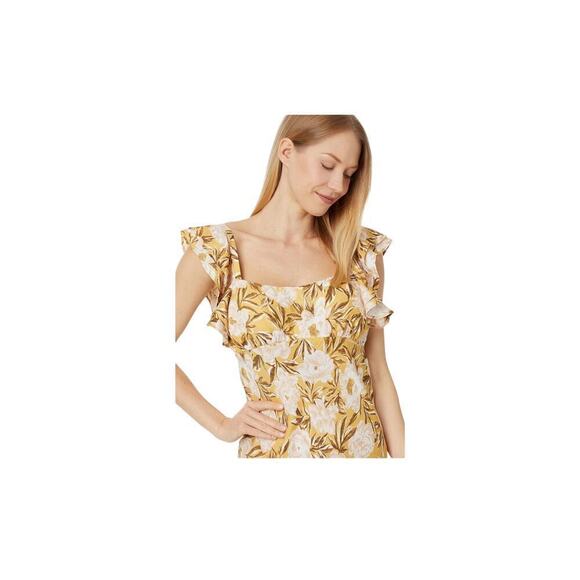 NWT Madewell Angelina Floral Sleeveless Yellow Tan Maxi Slip Dress Size 12 - Picture 11 of 11